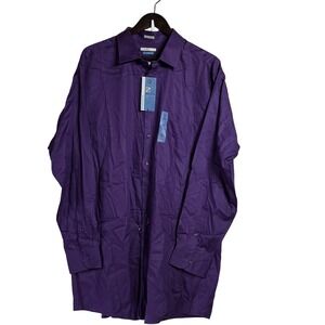 VAN HEUSEN Mens Purple Tall Dress Shirt Lux Sateen 18.5 Neck‎ 35-36 Sleeve NWT